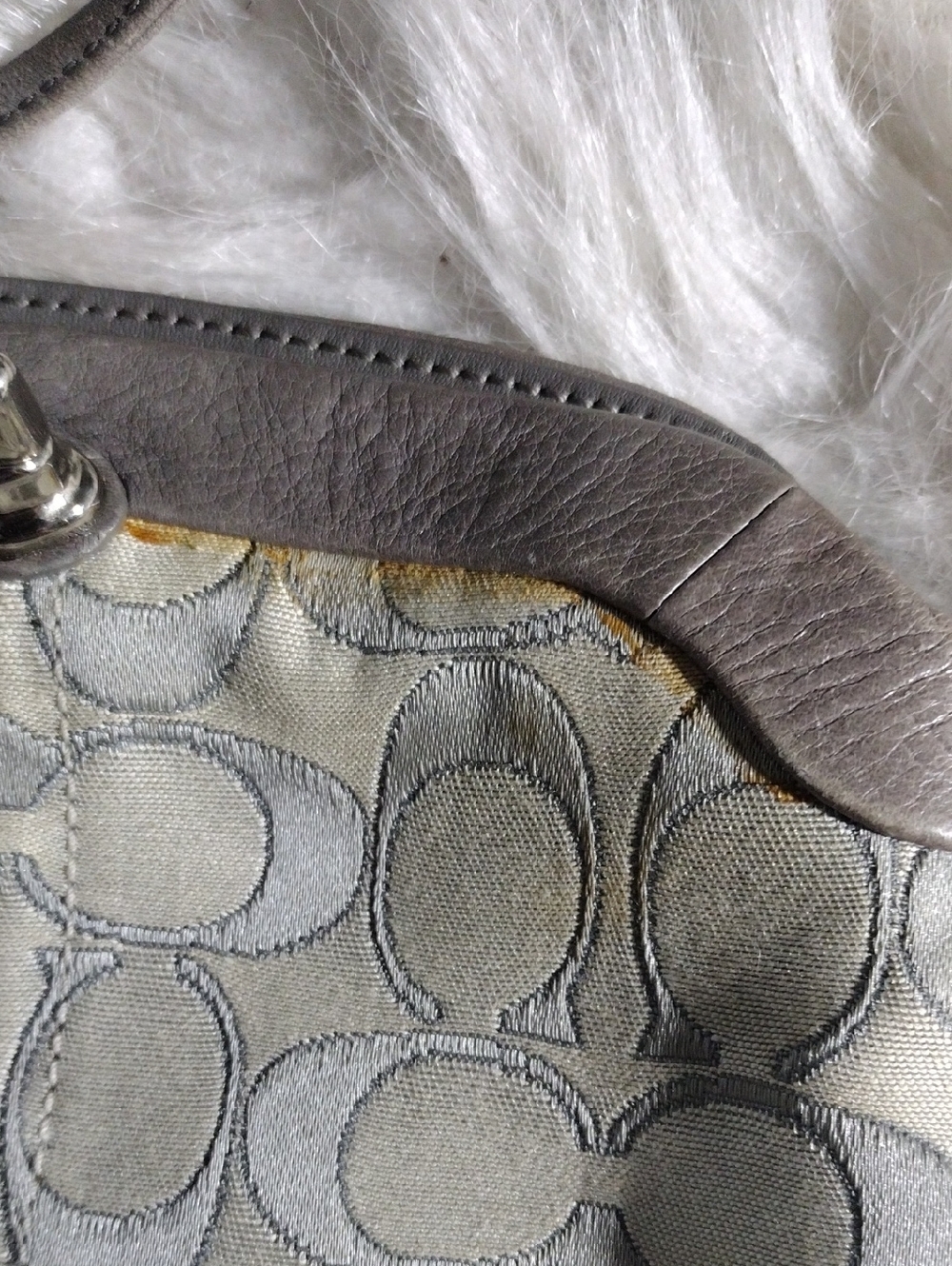 Coach Signature Canvas Wristlet in Taupe and Silver Metallic Trim - Picture 8 of 11